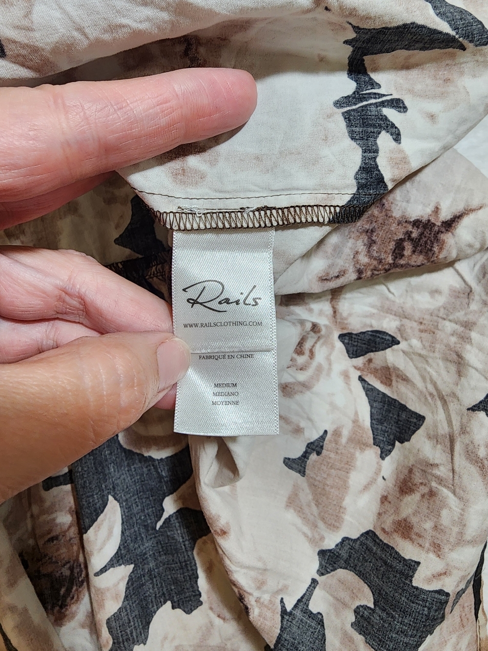 Rails Khloe Dress Sepia Roses Puff Sleeve Mini Medium Cotton Blend - Picture 9 of 13